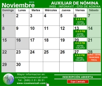 Calendario de las 4 sesiones en octubre